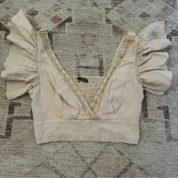 Zara• Ruffle sleeve crop top size small - Picture 3 of 14